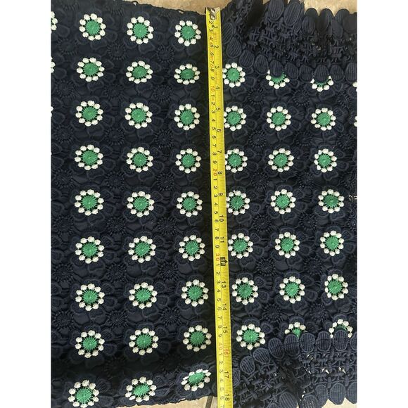 JCrew S Crochet Blouse Top Floral Navy Green Lined - Picture 6 of 6